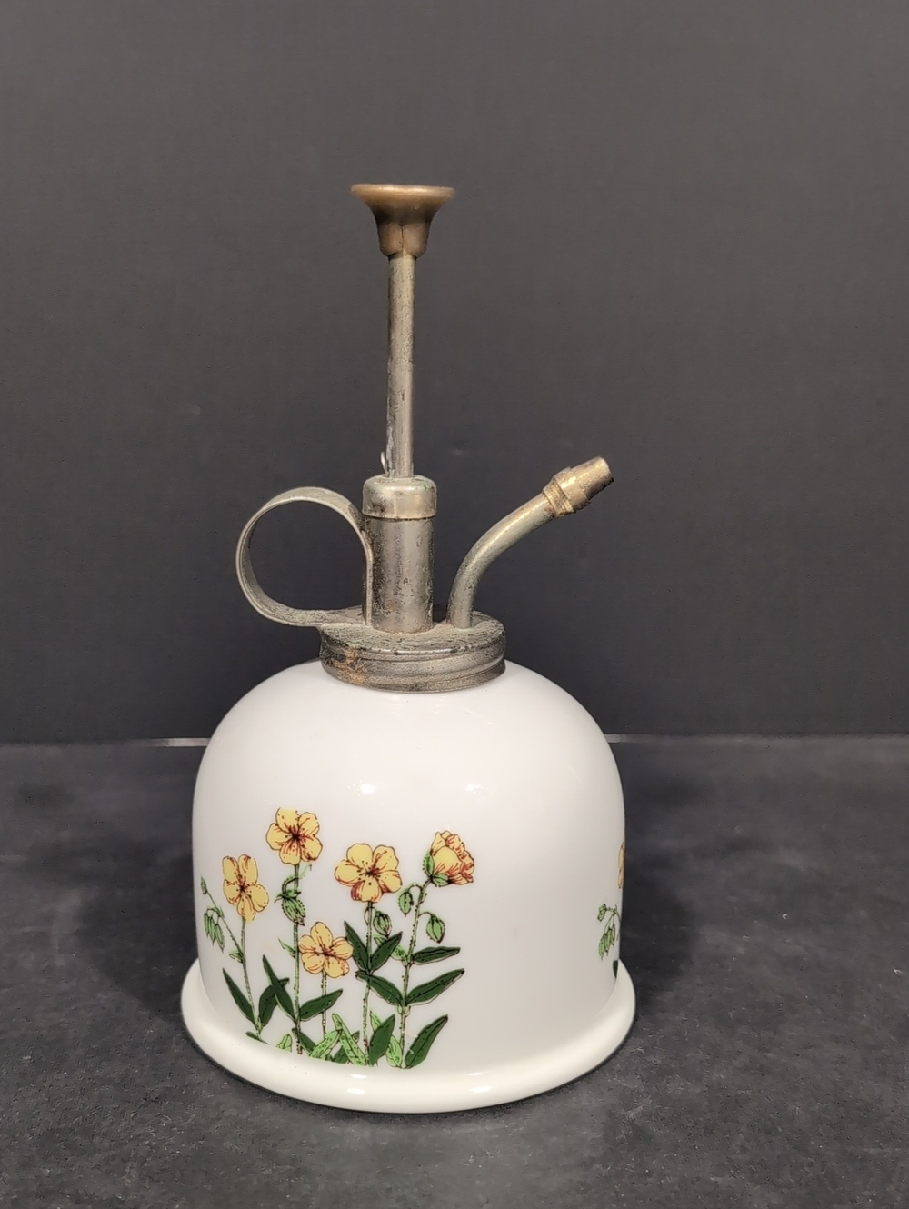 VGT 1970s  Porcelain Plant Mister White Base Yellow/Orange Florals.